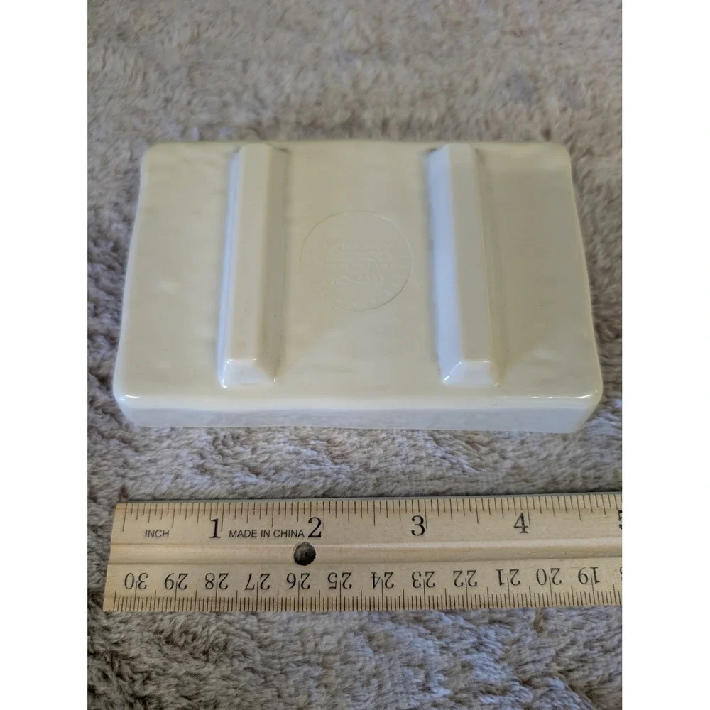 Yanco‎ Melamine 2 Compartment Sauce Dish HO-4031 Cream Green Floral Crackle